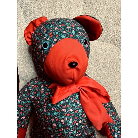 Vntg Keepsake Floral Green Red Bears Handmade - 21" - Picture 5 of 6